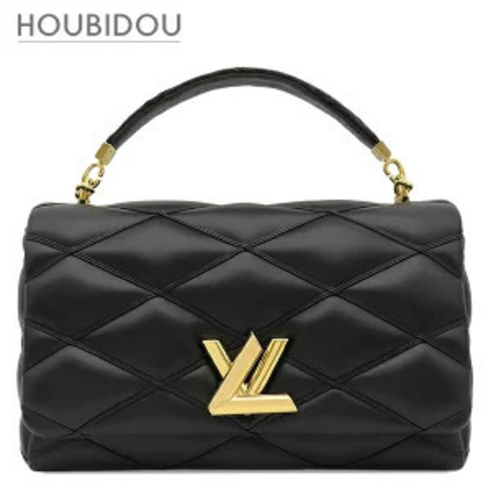 Louis Vuitton bag lambskin black LV twist lock chain shoulder strap